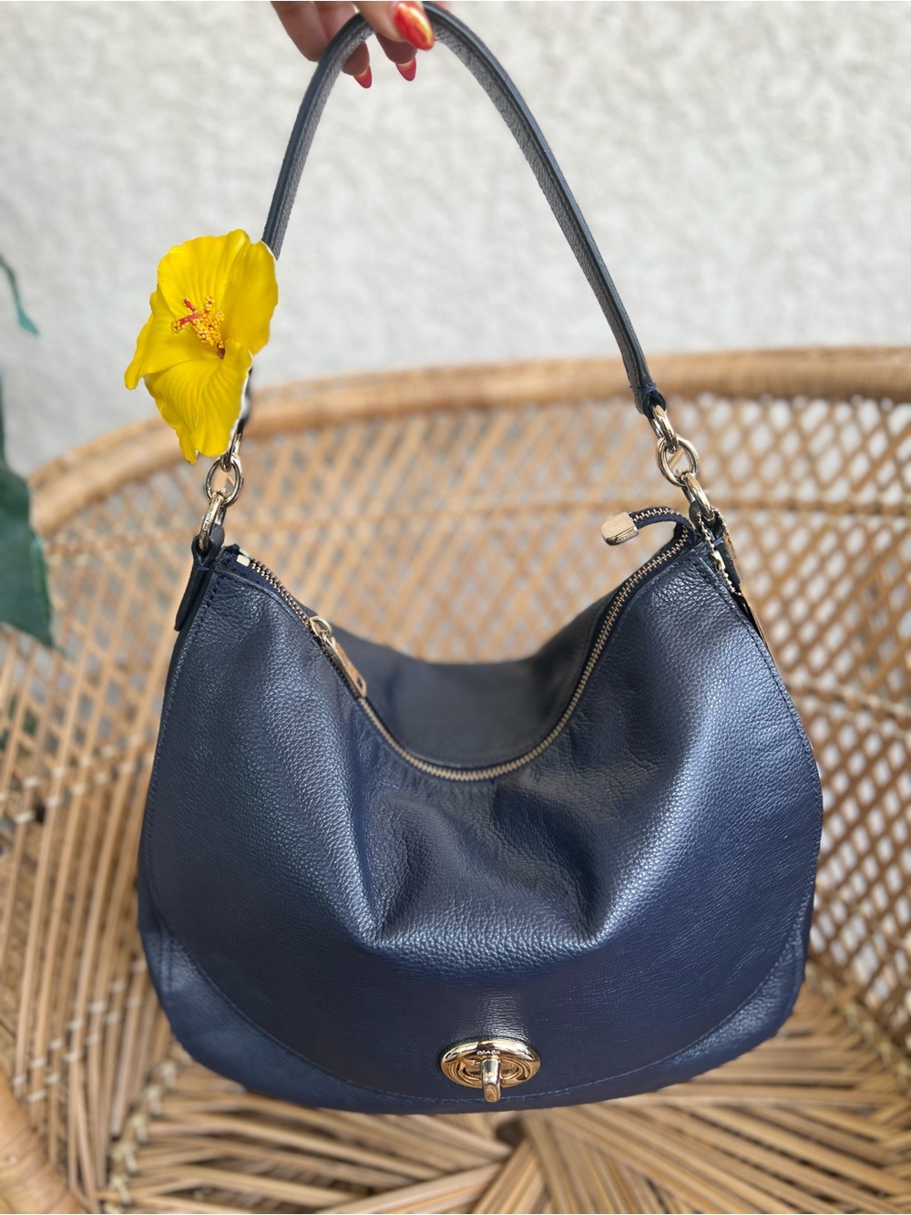 Coach Classic Leather Hobo Bag in Navy - Timeless Everyday Style